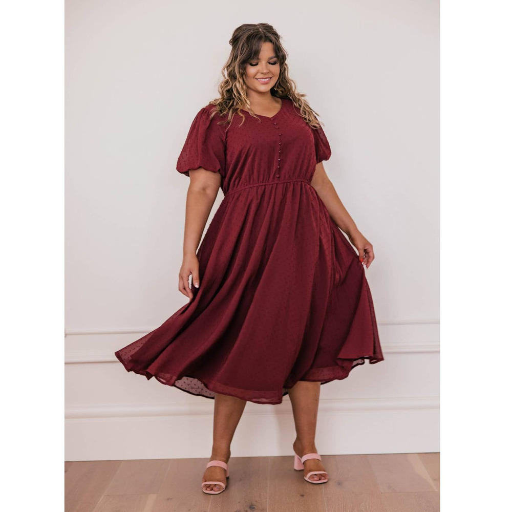 JessaKae Highbury Swiss Dot Midi Dress-XL